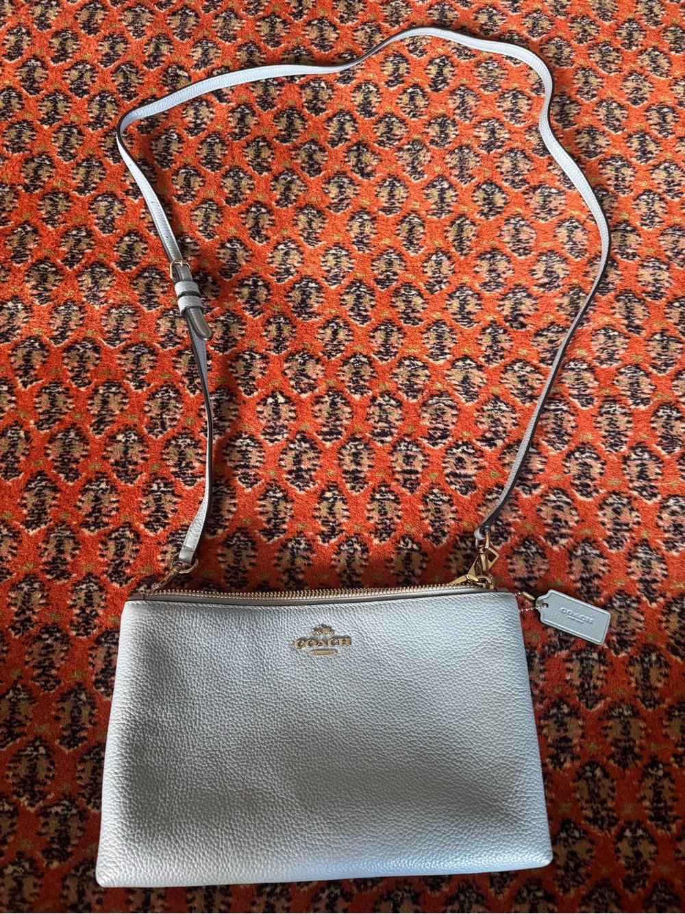Coach Pebbled Leather Crossbody Bag in Light Blue
